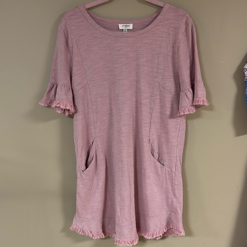 Umgee Pink Ruffle Hem Dress
